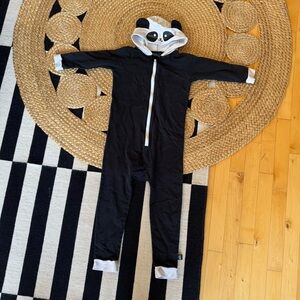 Adorable Panda Hooded Footie for Kids - Black and White